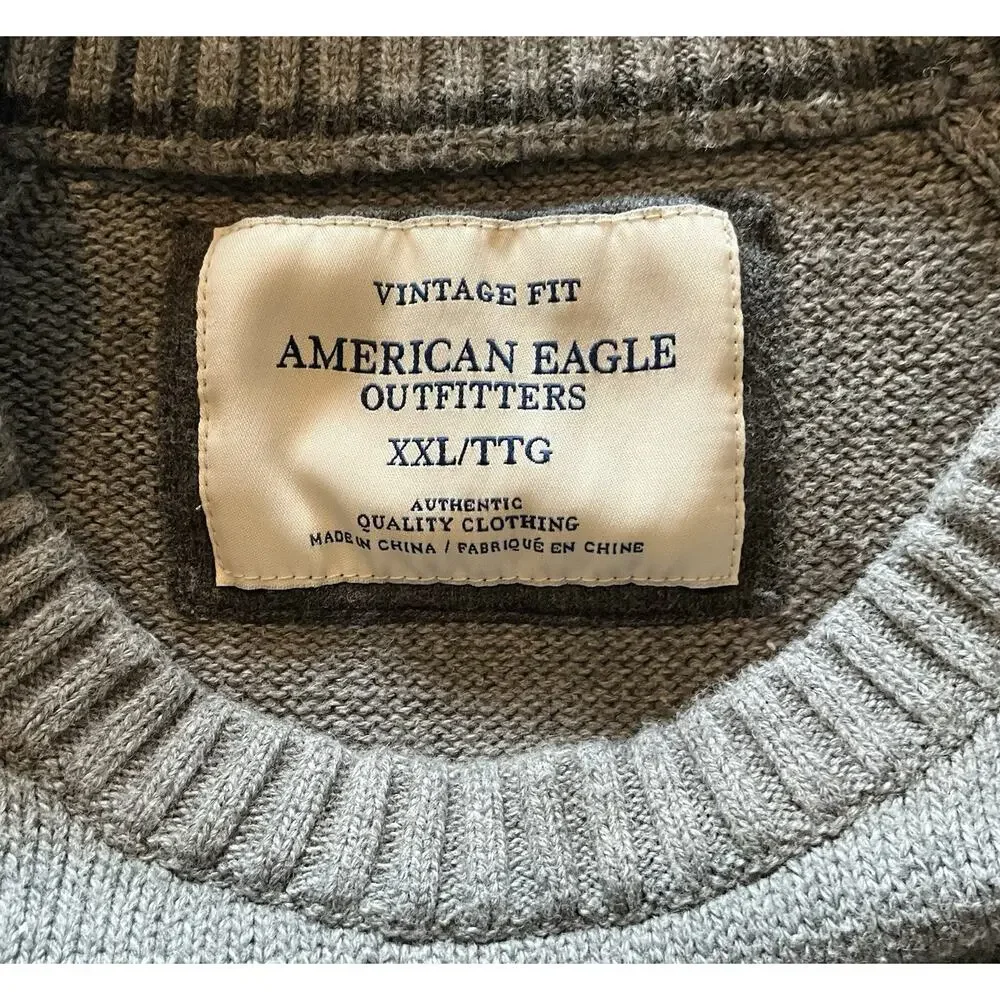 American Eagle Outfitters Vintage Fit Sweater Men’s Size XXL Gray Long Sleeve